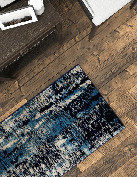 Navy Blue 2' 7 x 8' Laguna Runner Area Rug 100% Polypropylene Modern Contemporary Carpet for Bedrooms, Living Room, Dining, Office for Sale at Rug Engine
