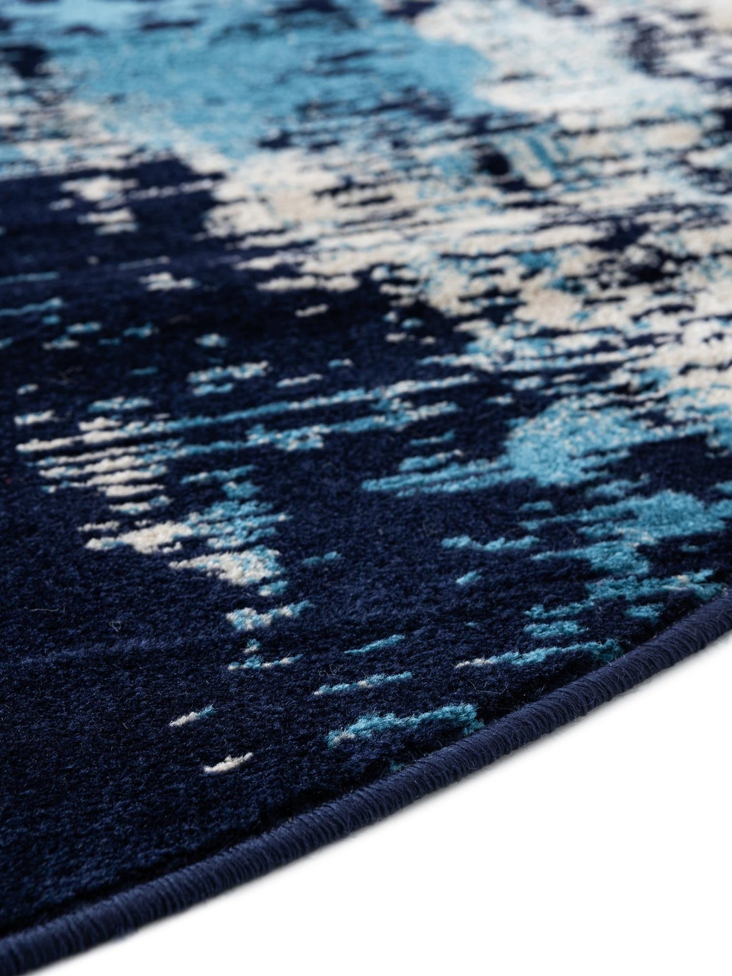 Navy Blue 5' 3 x 5' 3 Laguna Round Area Rug 100% Polypropylene Modern Contemporary Carpet for Bedrooms, Living Room, Dining, Office for Sale at Rug Engine