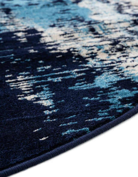 Navy Blue 5' 3 x 5' 3 Laguna Round Area Rug 100% Polypropylene Modern Contemporary Carpet for Bedrooms, Living Room, Dining, Office for Sale at Rug Engine
