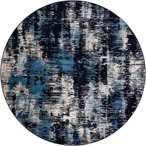 Navy Blue 7' 10 x 7' 10 Laguna Round Area Rug 100% Polypropylene Modern Contemporary Carpet for Bedrooms, Living Room, Dining, Office for Sale at Rug Engine