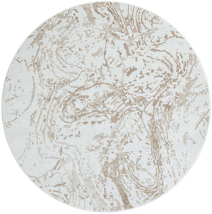 Ivory 5' 3 x 5' 3 Laguna Round Area Rug 100% Polypropylene Modern Contemporary Carpet for Bedrooms, Living Room, Dining, Office for Sale at Rug Engine