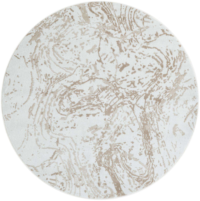 Ivory 5' 3 x 5' 3 Laguna Round Area Rug 100% Polypropylene Modern Contemporary Carpet for Bedrooms, Living Room, Dining, Office for Sale at Rug Engine