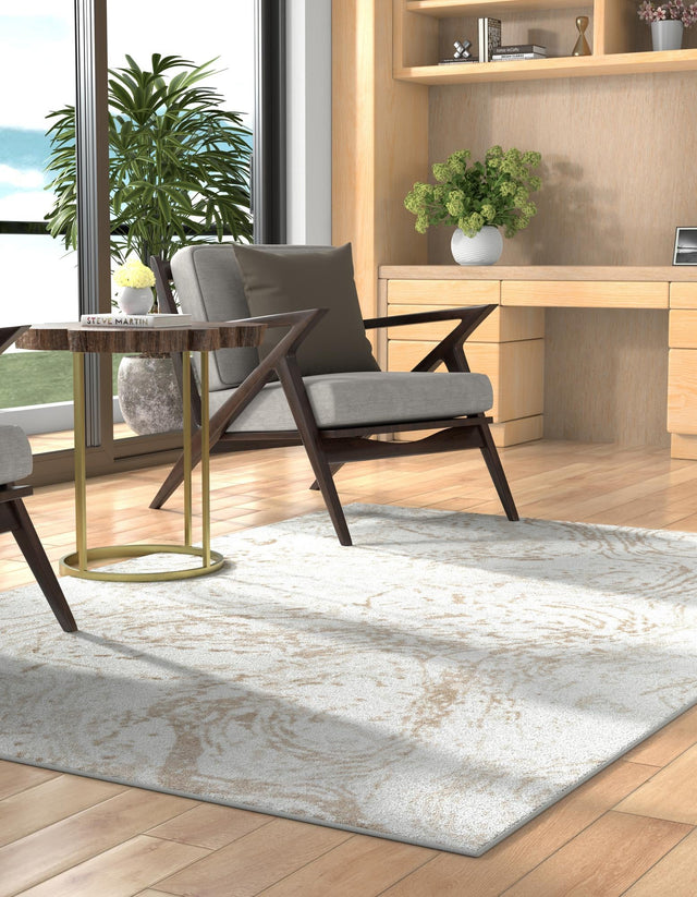 Ivory 6' 1 x 9' Laguna Rectangle Area Rug 100% Polypropylene Modern Contemporary Carpet for Bedrooms, Living Room, Dining, Office for Sale at Rug Engine