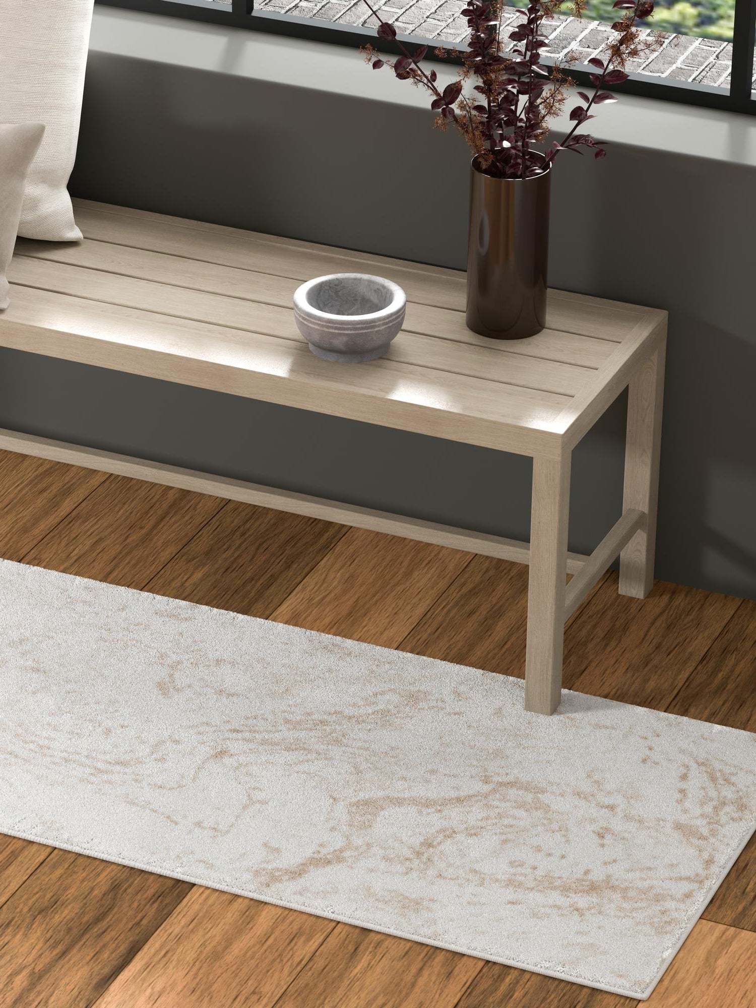 Ivory 2' 7 x 8' Laguna Runner Area Rug 100% Polypropylene Modern Contemporary Carpet for Bedrooms, Living Room, Dining, Office for Sale at Rug Engine