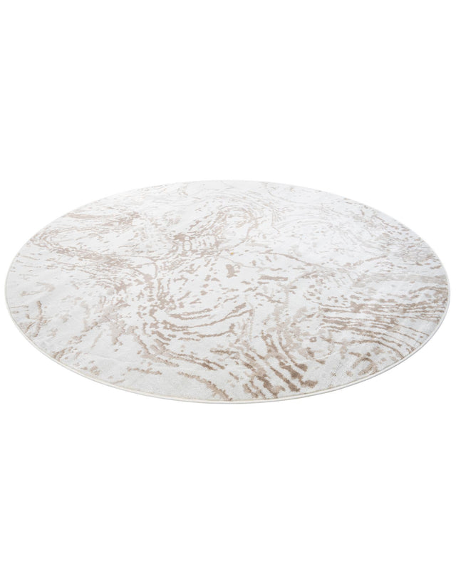 Ivory 7' 10 x 7' 10 Laguna Round Area Rug 100% Polypropylene Modern Contemporary Carpet for Bedrooms, Living Room, Dining, Office for Sale at Rug Engine