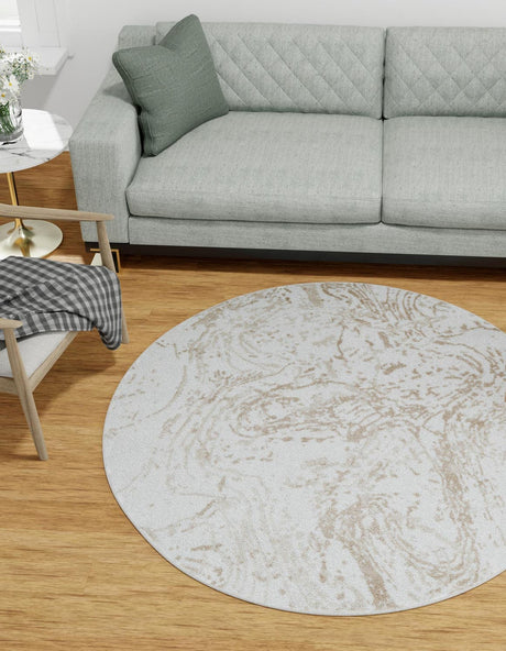 Ivory 7' 10 x 7' 10 Laguna Round Area Rug 100% Polypropylene Modern Contemporary Carpet for Bedrooms, Living Room, Dining, Office for Sale at Rug Engine