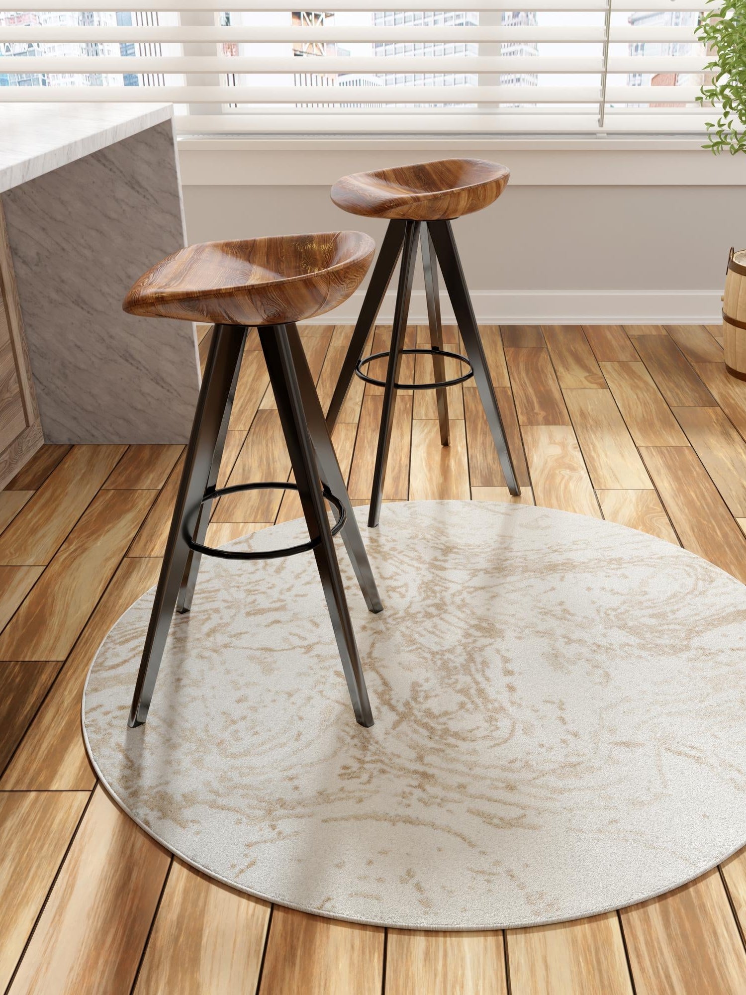 Ivory 3' 1 x 3' 1 Laguna Round Area Rug 100% Polypropylene Modern Contemporary Carpet for Bedrooms, Living Room, Dining, Office for Sale at Rug Engine