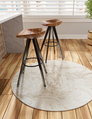 Ivory 5' 3 x 5' 3 Laguna Round Area Rug 100% Polypropylene Modern Contemporary Carpet for Bedrooms, Living Room, Dining, Office for Sale at Rug Engine