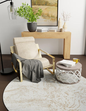 Ivory 7' 10 x 7' 10 Laguna Round Area Rug 100% Polypropylene Modern Contemporary Carpet for Bedrooms, Living Room, Dining, Office for Sale at Rug Engine
