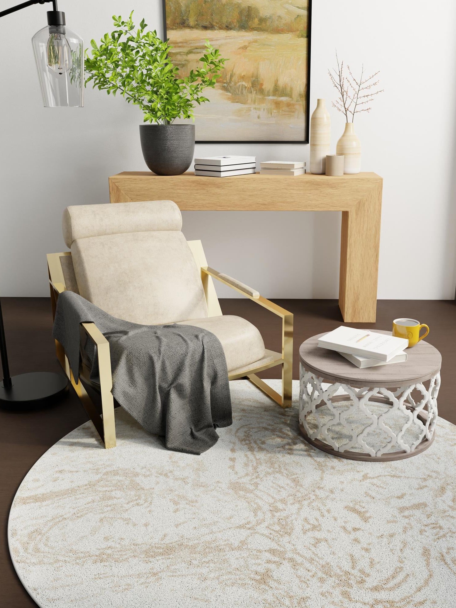Ivory 3' 1 x 3' 1 Laguna Round Area Rug 100% Polypropylene Modern Contemporary Carpet for Bedrooms, Living Room, Dining, Office for Sale at Rug Engine