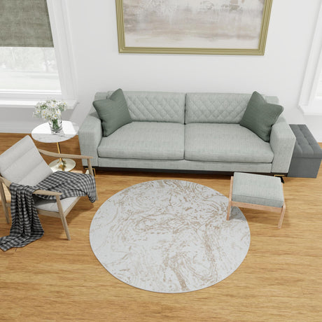 Ivory 7' 10 x 7' 10 Laguna Round Area Rug 100% Polypropylene Modern Contemporary Carpet for Bedrooms, Living Room, Dining, Office for Sale at Rug Engine