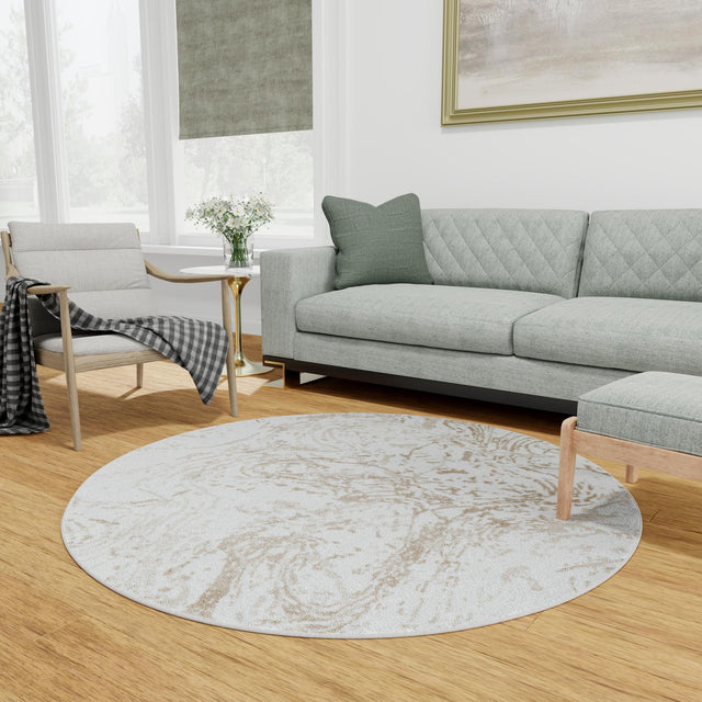 Ivory 7' 10 x 7' 10 Laguna Round Area Rug 100% Polypropylene Modern Contemporary Carpet for Bedrooms, Living Room, Dining, Office for Sale at Rug Engine