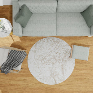 Ivory 7' 10 x 7' 10 Laguna Round Area Rug 100% Polypropylene Modern Contemporary Carpet for Bedrooms, Living Room, Dining, Office for Sale at Rug Engine