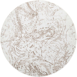 Ivory 7' 10 x 7' 10 Laguna Round Area Rug 100% Polypropylene Modern Contemporary Carpet for Bedrooms, Living Room, Dining, Office for Sale at Rug Engine