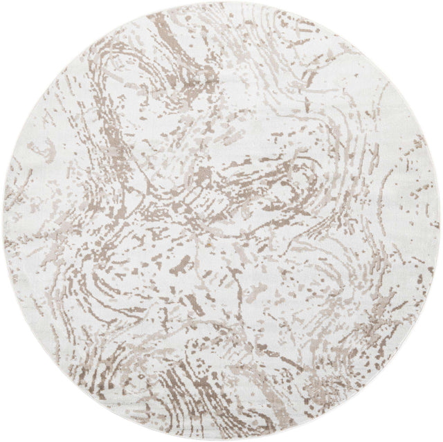Ivory 7' 10 x 7' 10 Laguna Round Area Rug 100% Polypropylene Modern Contemporary Carpet for Bedrooms, Living Room, Dining, Office for Sale at Rug Engine