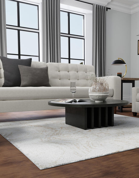 Ivory 7' 10 x 7' 10 Laguna Square Area Rug 100% Polypropylene Modern Contemporary Carpet for Bedrooms, Living Room, Dining, Office for Sale at Rug Engine