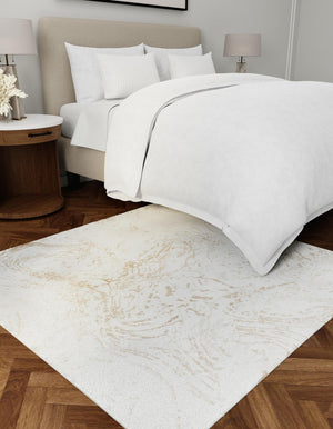 Ivory 7' 10 x 7' 10 Laguna Square Area Rug 100% Polypropylene Modern Contemporary Carpet for Bedrooms, Living Room, Dining, Office for Sale at Rug Engine