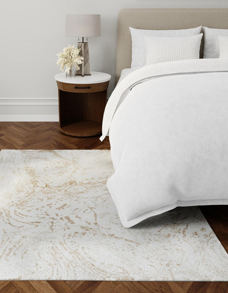 Ivory 7' 10 x 7' 10 Laguna Square Area Rug 100% Polypropylene Modern Contemporary Carpet for Bedrooms, Living Room, Dining, Office for Sale at Rug Engine