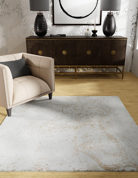 Ivory 7' 10 x 7' 10 Laguna Square Area Rug 100% Polypropylene Modern Contemporary Carpet for Bedrooms, Living Room, Dining, Office for Sale at Rug Engine
