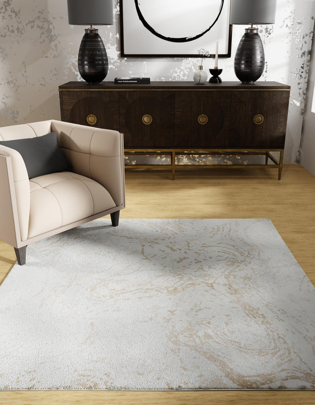 Ivory 7' 10 x 7' 10 Laguna Square Area Rug 100% Polypropylene Modern Contemporary Carpet for Bedrooms, Living Room, Dining, Office for Sale at Rug Engine