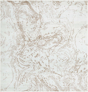 Ivory 7' 10 x 7' 10 Laguna Square Area Rug 100% Polypropylene Modern Contemporary Carpet for Bedrooms, Living Room, Dining, Office for Sale at Rug Engine