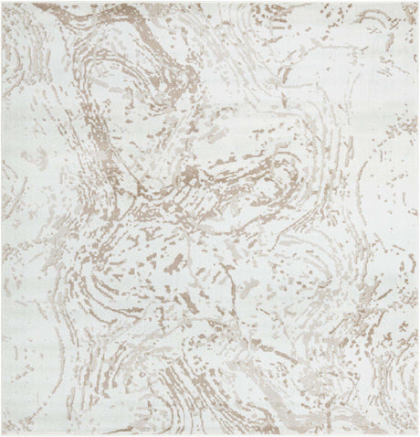 Ivory 7' 10 x 7' 10 Laguna Square Area Rug 100% Polypropylene Modern Contemporary Carpet for Bedrooms, Living Room, Dining, Office for Sale at Rug Engine
