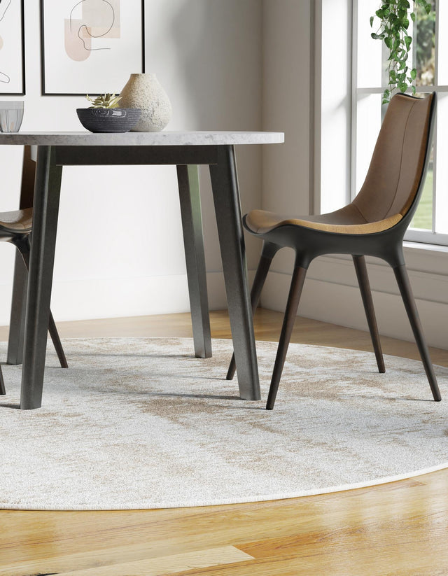 Ivory 3' 1 x 3' 1 Laguna Round Area Rug 100% Polypropylene Modern Contemporary Carpet for Bedrooms, Living Room, Dining, Office for Sale at Rug Engine