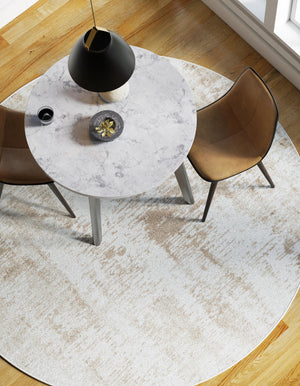 Ivory 7' 10 x 7' 10 Laguna Round Area Rug 100% Polypropylene Modern Contemporary Carpet for Bedrooms, Living Room, Dining, Office for Sale at Rug Engine
