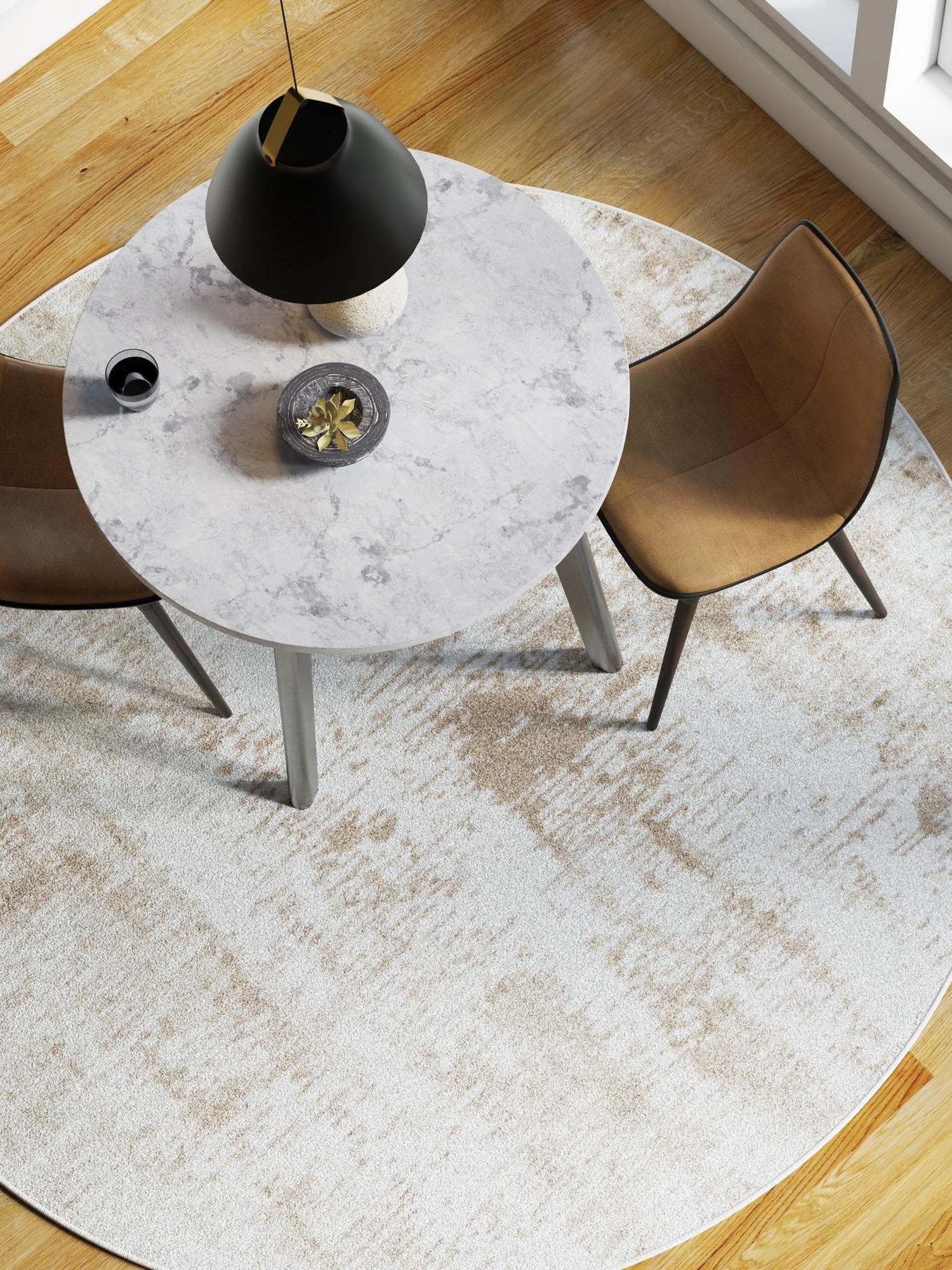 Ivory 3' 1 x 3' 1 Laguna Round Area Rug 100% Polypropylene Modern Contemporary Carpet for Bedrooms, Living Room, Dining, Office for Sale at Rug Engine