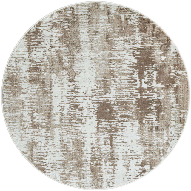 Ivory 5' 3 x 5' 3 Laguna Round Area Rug 100% Polypropylene Modern Contemporary Carpet for Bedrooms, Living Room, Dining, Office for Sale at Rug Engine