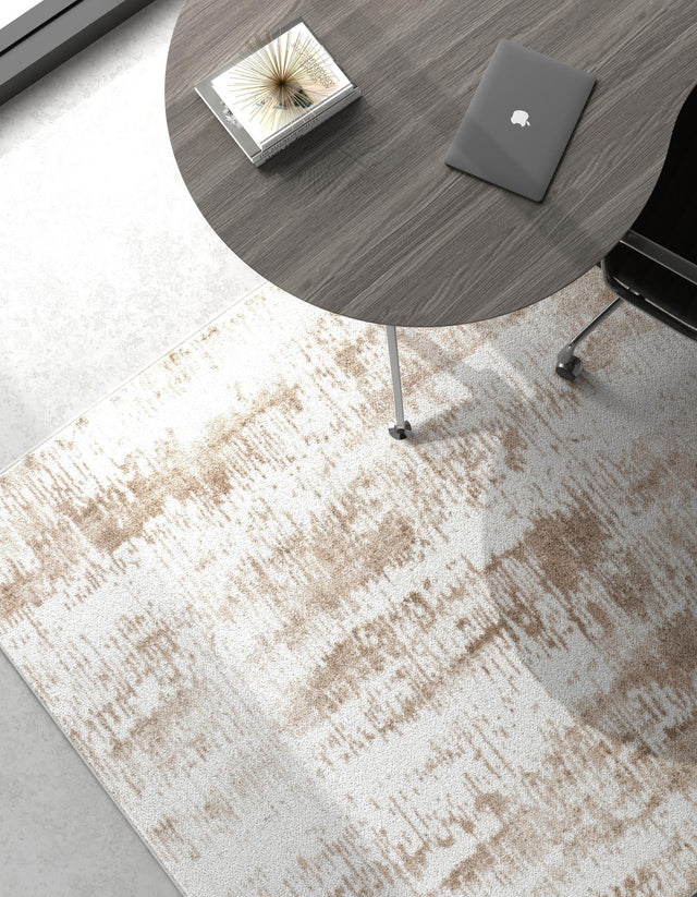 Ivory 9' x 12' Laguna Rectangle Area Rug 100% Polypropylene Modern Contemporary Carpet for Bedrooms, Living Room, Dining, Office for Sale at Rug Engine
