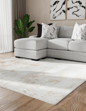 Ivory 7' 10 x 7' 10 Laguna Square Area Rug 100% Polypropylene Modern Contemporary Carpet for Bedrooms, Living Room, Dining, Office for Sale at Rug Engine