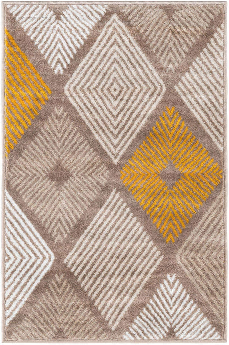 Ivory and Yellow 2' x 3' 1 Laguna Rectangle Area Rug 100% Polypropylene Modern Contemporary Carpet for Bedrooms, Living Room, Dining, Office for Sale at Rug Engine