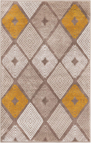 Ivory and Yellow 3' 1 x 5' 3 Laguna Rectangle Area Rug 100% Polypropylene Modern Contemporary Carpet for Bedrooms, Living Room, Dining, Office for Sale at Rug Engine