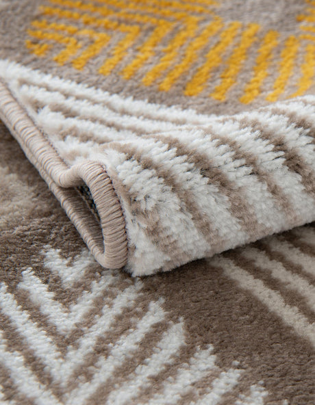 Ivory and Yellow 7' 1 x 10' Laguna Rectangle Area Rug 100% Polypropylene Modern Contemporary Carpet for Bedrooms, Living Room, Dining, Office for Sale at Rug Engine