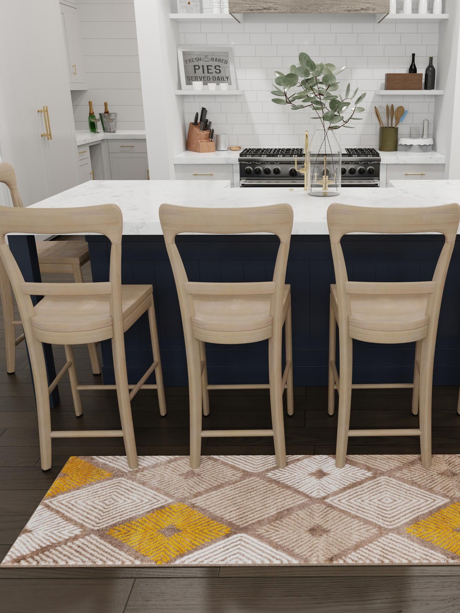 Ivory and Yellow 2' x 6' 1 Laguna Runner Area Rug 100% Polypropylene Modern Contemporary Carpet for Bedrooms, Living Room, Dining, Office for Sale at Rug Engine