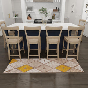 Ivory and Yellow 2' 7 x 8' Laguna Runner Area Rug 100% Polypropylene Modern Contemporary Carpet for Bedrooms, Living Room, Dining, Office for Sale at Rug Engine