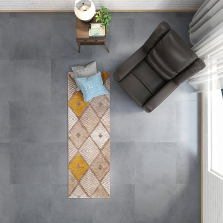 Ivory and Yellow 2' 7 x 8' Laguna Runner Area Rug 100% Polypropylene Modern Contemporary Carpet for Bedrooms, Living Room, Dining, Office for Sale at Rug Engine