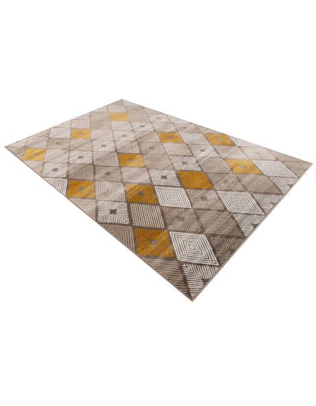 Ivory and Yellow 6' 1 x 9' Laguna Rectangle Area Rug 100% Polypropylene Modern Contemporary Carpet for Bedrooms, Living Room, Dining, Office for Sale at Rug Engine