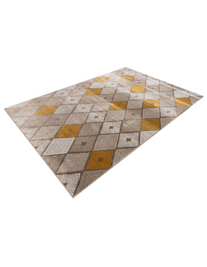 Ivory and Yellow 6' 1 x 9' Laguna Rectangle Area Rug 100% Polypropylene Modern Contemporary Carpet for Bedrooms, Living Room, Dining, Office for Sale at Rug Engine