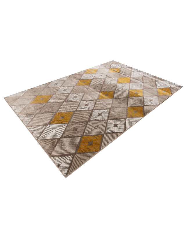 Ivory and Yellow 6' 1 x 9' Laguna Rectangle Area Rug 100% Polypropylene Modern Contemporary Carpet for Bedrooms, Living Room, Dining, Office for Sale at Rug Engine