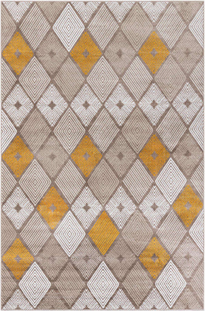 Ivory and Yellow 6' 1 x 9' Laguna Rectangle Area Rug 100% Polypropylene Modern Contemporary Carpet for Bedrooms, Living Room, Dining, Office for Sale at Rug Engine