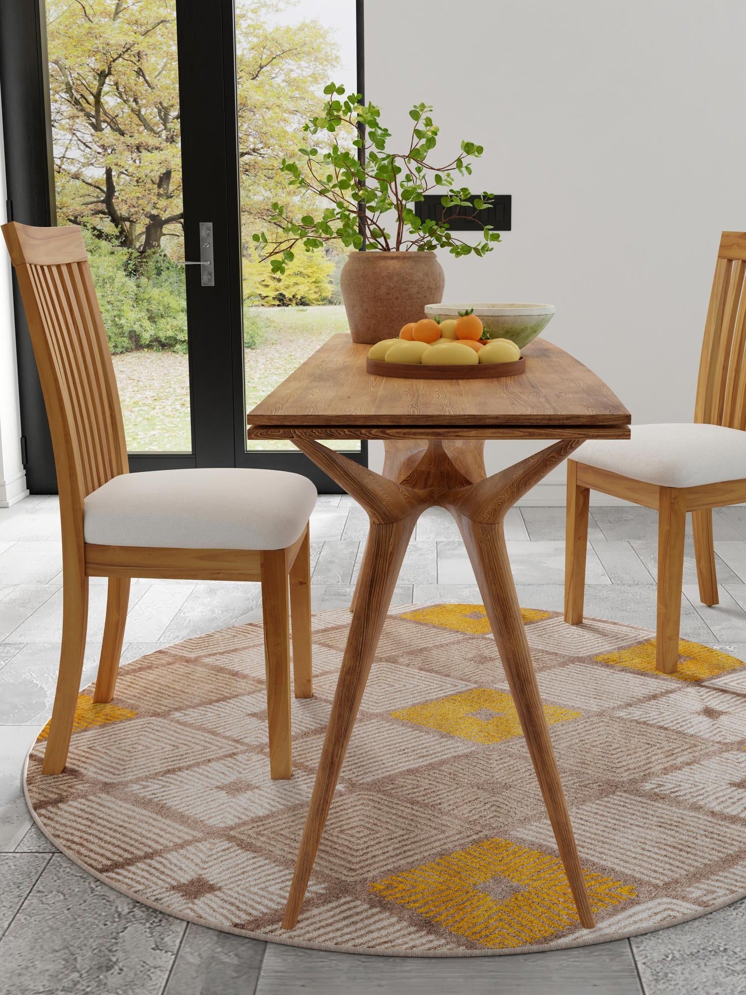 Ivory and Yellow 5' 3 x 5' 3 Laguna Round Area Rug 100% Polypropylene Modern Contemporary Carpet for Bedrooms, Living Room, Dining, Office for Sale at Rug Engine