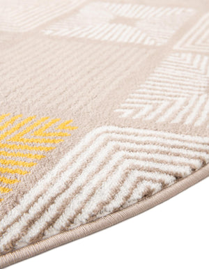 Ivory and Yellow 7' 10 x 7' 10 Laguna Round Area Rug 100% Polypropylene Modern Contemporary Carpet for Bedrooms, Living Room, Dining, Office for Sale at Rug Engine