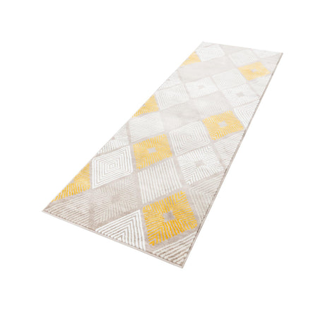 Ivory and Yellow 2' 7 x 8' Laguna Runner Area Rug 100% Polypropylene Modern Contemporary Carpet for Bedrooms, Living Room, Dining, Office for Sale at Rug Engine