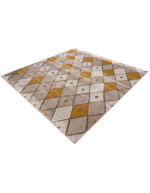 Ivory and Yellow 7' 10 x 7' 10 Laguna Square Area Rug 100% Polypropylene Modern Contemporary Carpet for Bedrooms, Living Room, Dining, Office for Sale at Rug Engine