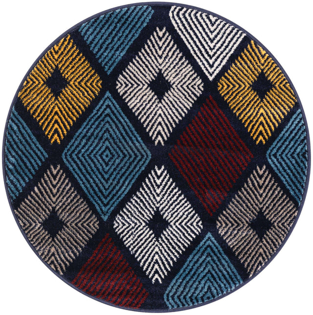 Multicolor 3' 1 x 3' 1 Laguna Round Area Rug 100% Polypropylene Modern Contemporary Carpet for Bedrooms, Living Room, Dining, Office for Sale at Rug Engine