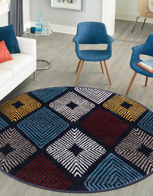 Multicolor 3' 1 x 3' 1 Laguna Round Area Rug 100% Polypropylene Modern Contemporary Carpet for Bedrooms, Living Room, Dining, Office for Sale at Rug Engine