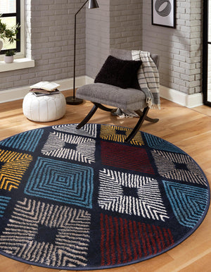 Multicolor 3' 1 x 3' 1 Laguna Round Area Rug 100% Polypropylene Modern Contemporary Carpet for Bedrooms, Living Room, Dining, Office for Sale at Rug Engine