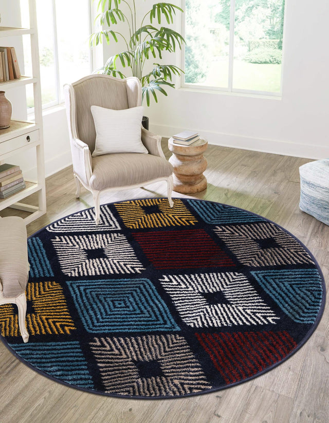 Multicolor 3' 1 x 3' 1 Laguna Round Area Rug 100% Polypropylene Modern Contemporary Carpet for Bedrooms, Living Room, Dining, Office for Sale at Rug Engine